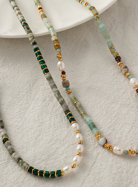 英国cherry kitty绿色孔雀石项链新中式国风气质百搭小众锁骨链