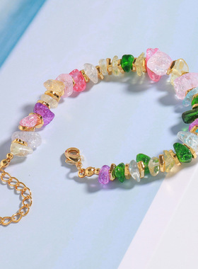 英国cherry kitty原创设计不规则彩色碎石手链甜美波西米亚石