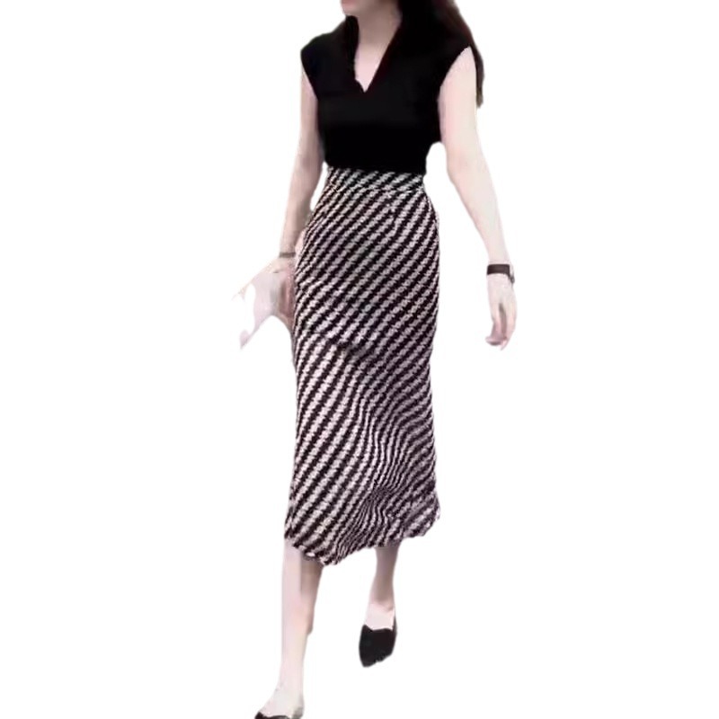 英国cherry kitty夏季v领色上衣高腰开叉半身裙修身显瘦女装 - 图3