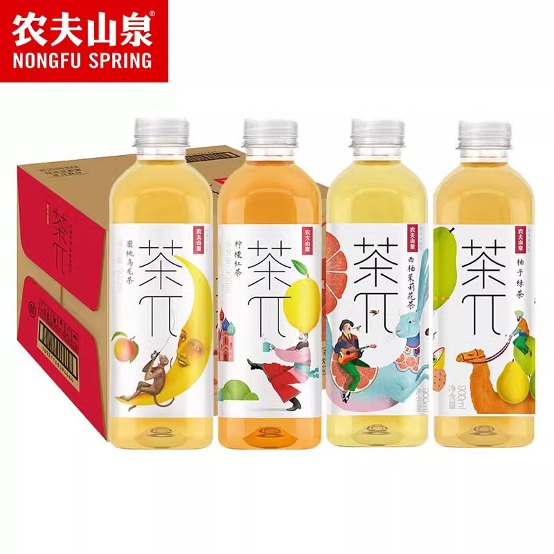农夫山泉茶派π果汁茶饮料900ml*12大瓶整箱西柚茉莉花蜜桃乌龙茶