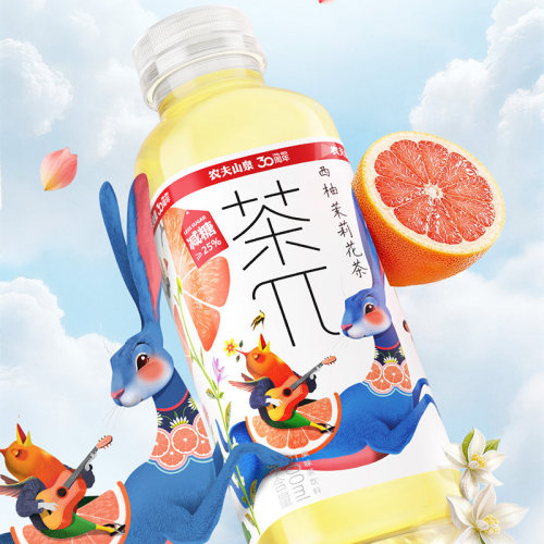 农夫山泉茶派π果汁茶饮料500ml*15瓶整箱青提蜜桃乌龙西柚茉莉花 - 图2