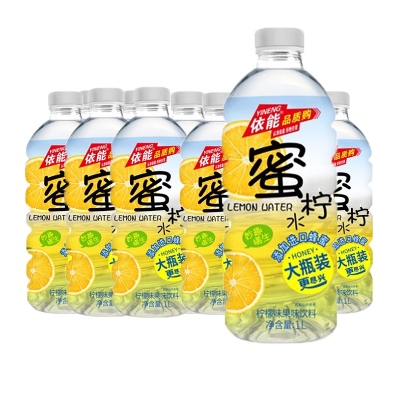 依能蜜柠蜜桃水1L*12大瓶装整箱批特价蓝莓柠檬轻乳酸果味饮料品-图1