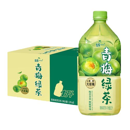 统一青梅绿茶金桔柠檬1L*8瓶整箱批特价冰红茶网红果味茶饮料500M - 图1