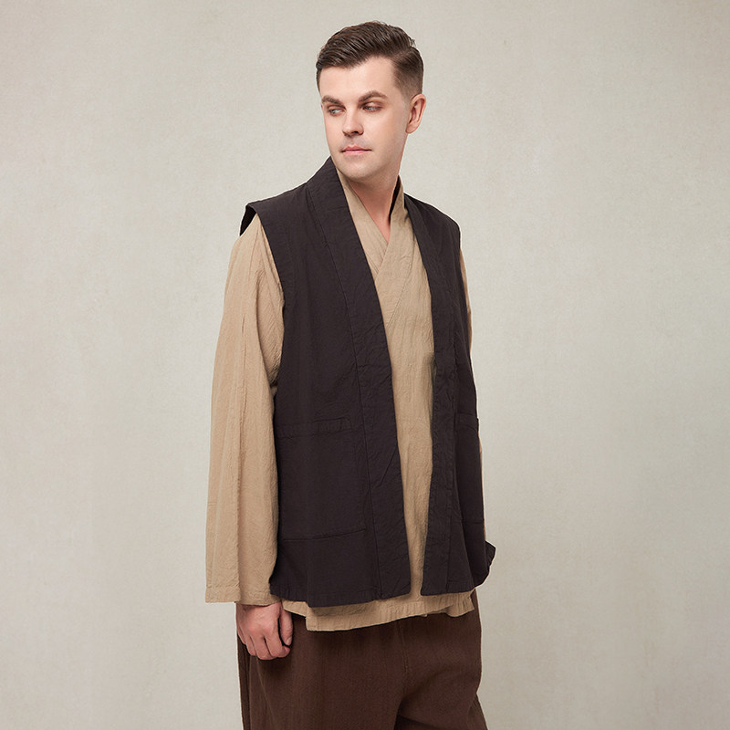 【照本堂男装】秋季新款棉麻上衣男风尚立领16支亚麻马甲M12257,淘宝优惠券,粉丝福利购,淘宝优惠卷