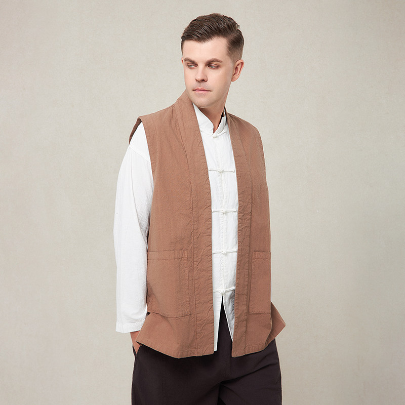 【照本堂男装】秋季新款棉麻上衣男风尚立领16支亚麻马甲M12257,淘宝优惠券,粉丝福利购,淘宝优惠卷