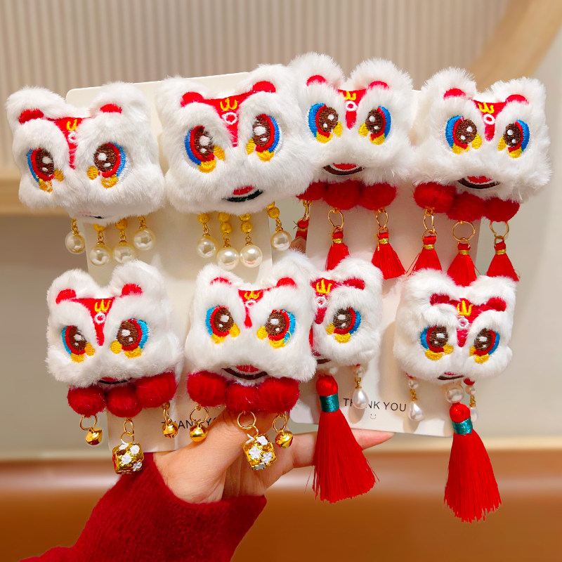 新年儿童发夹中国风醒狮宝宝发卡过年拜年小女孩发饰古风女童头饰,淘宝优惠券,粉丝福利购,淘宝优惠卷