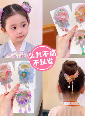 女童汉服古风珍珠流苏发圈头花
