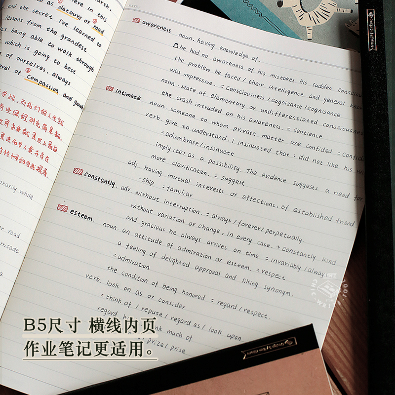 本子事多复古轻薄动物横线软皮本 B5文艺 16K开软面学生笔记本-图0