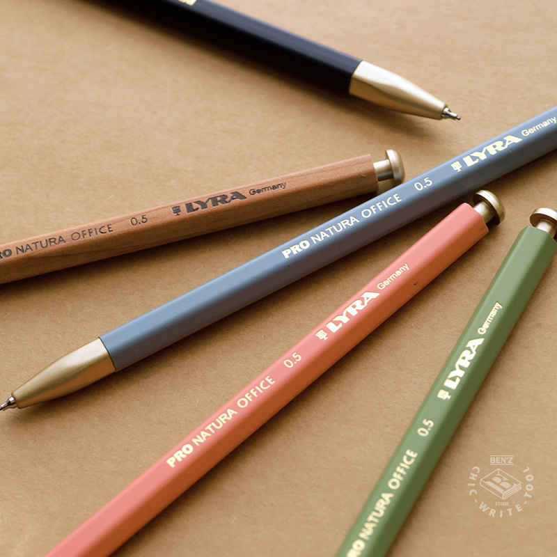 复古英伦木质自动铅笔LYRA天然木0.5mmINS极简细杆按动铅笔送铅芯 - 图0