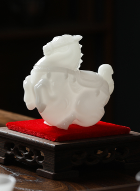 冰种璞玉马上有钱装饰摆件文玩手把件玉石工艺品家居客厅书房摆件