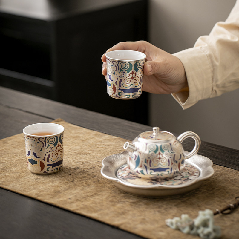 敦煌鎏银文创茶具套装送长辈礼物送老师公司商务礼品老外伴手礼