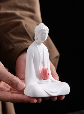 精品小如来禅意摆件陶瓷个性禅定配件创意保平安工艺品客厅摆件