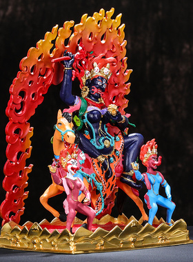 吉祥天母佛像摆件纯铜手工彩绘