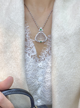 S925纯银轻奢新中式国风天然高冰水沫玉大佛公吊坠缅甸翡翠项链女