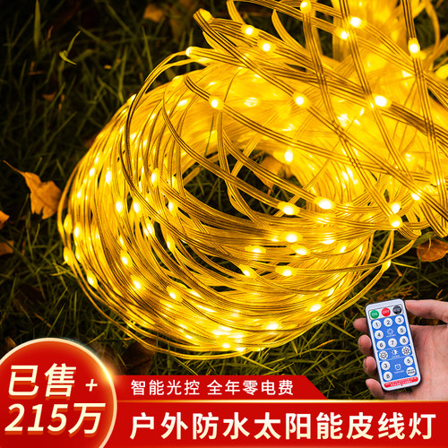 led彩灯氛围灯闪灯串灯户外防水太阳能皮线灯庭院过新年装饰树灯 - 图2