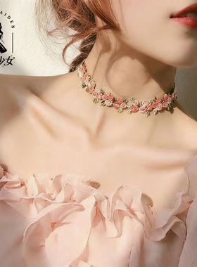 蕾丝刺绣花朵颈带项圈Choker颈链