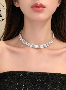 Bling奢华满钻项圈choker锁骨链