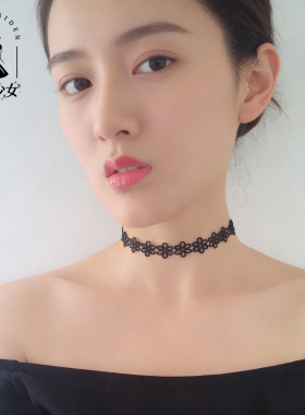 网红简约蕾丝颈链颈带颈环锁骨链