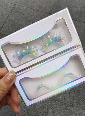 两对装亮片彩色COS假睫毛