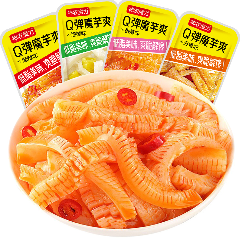 神农魔芋爽素毛肚零食解馋办公室宿舍网红食品素辣条魔芋丝批发