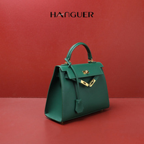 HANGUER&CK TEMPERAMENT GREEN KELLEY BAG HANDBAG Superior Texture Pet Inclined Satchel Bag