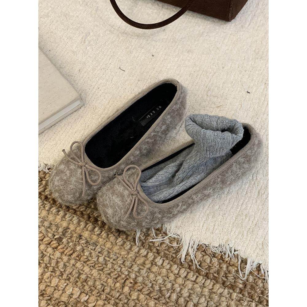 羊毛版~芭蕾风毛绒蝴蝶结玛丽珍鞋女内增高毛毛鞋配裙子浅口单鞋,淘宝优惠券,粉丝福利购,淘宝优惠卷