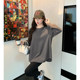 Masiwei Great SIZE big MM round neck base solid color T -shirt women spring loose and thin, long -sleeved top