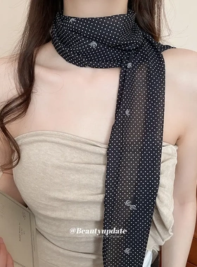 布艺网纱波点菱形丝巾项链春夏韩系小众百搭颈链甜美优雅气质项饰