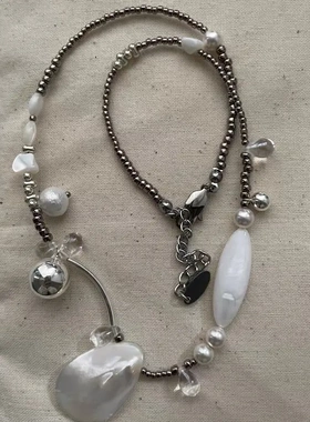 佳人美酒【白色佳人】限定原创设计夏季女手工串珠项链锁骨链小众