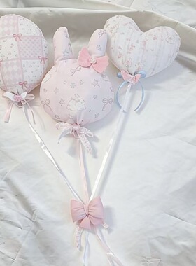少女心温柔软fufu兔耳气球壁挂墙面装饰卧室拍照背景布置道具