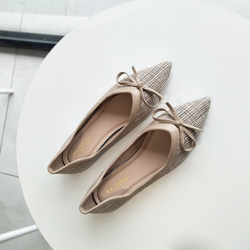 Обувь с заостренным носом, комфортные туфли с бантиком, в стиле Шанель, мягкая подошва