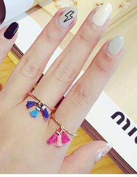 可爱流苏戒指韩国进口合金波普风