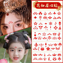 Fairys ancient dress forehead printed eyebrows with hanfu gowns tattooed tattooed on childrens flowers The New Years makeup and face stickup