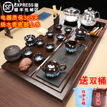 Solid Wood Tea Tray Purple Sand Tea Set Suit Home Glass Bottom Automatic Upper Kettle Integrated Modern Light Lavish Simplicity