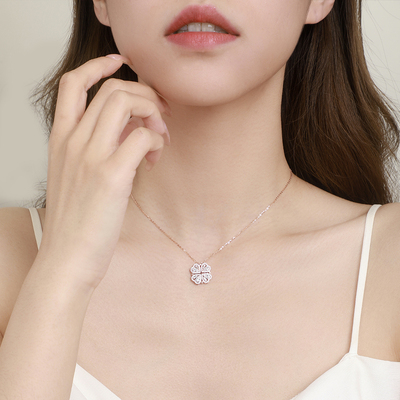 设界925银女四叶草项链