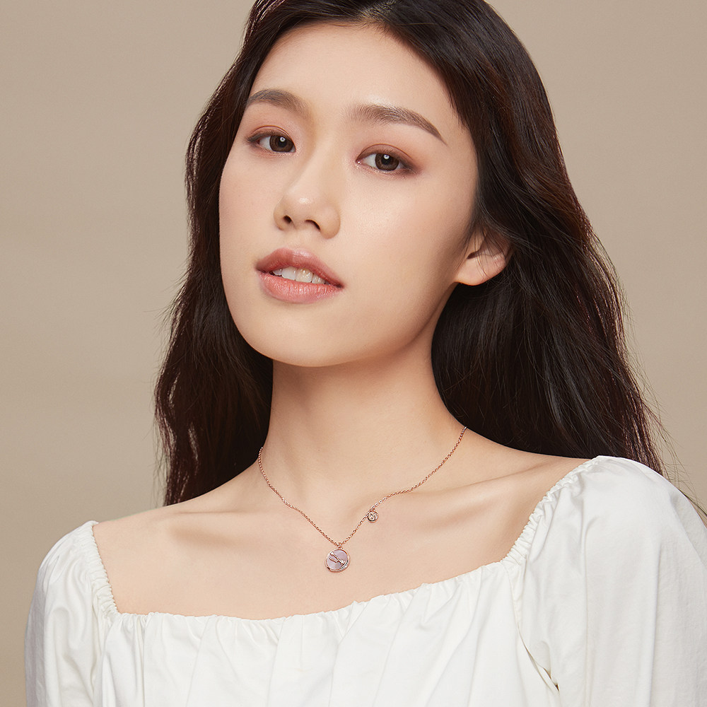 周大生DC十二星座项链纯银双子巨蟹座轻奢套链贝母锁骨链生日礼品