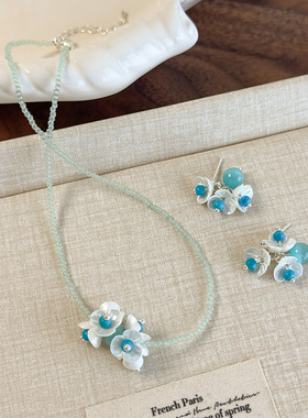 春日薄荷曼波绿色珠项链