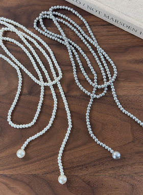 多种戴法！轻奢高级感长款珍珠毛衣链女2024新款温柔气质叠戴项链