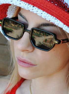 小框方形太阳眼镜复古墨镜男