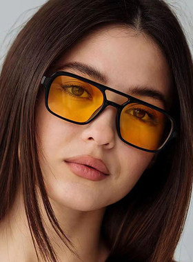 双梁太阳镜镂空防晒韩版女方形