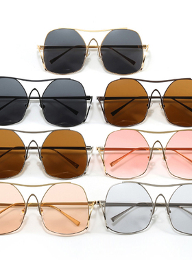 欧美大框太阳眼镜女金属墨镜男