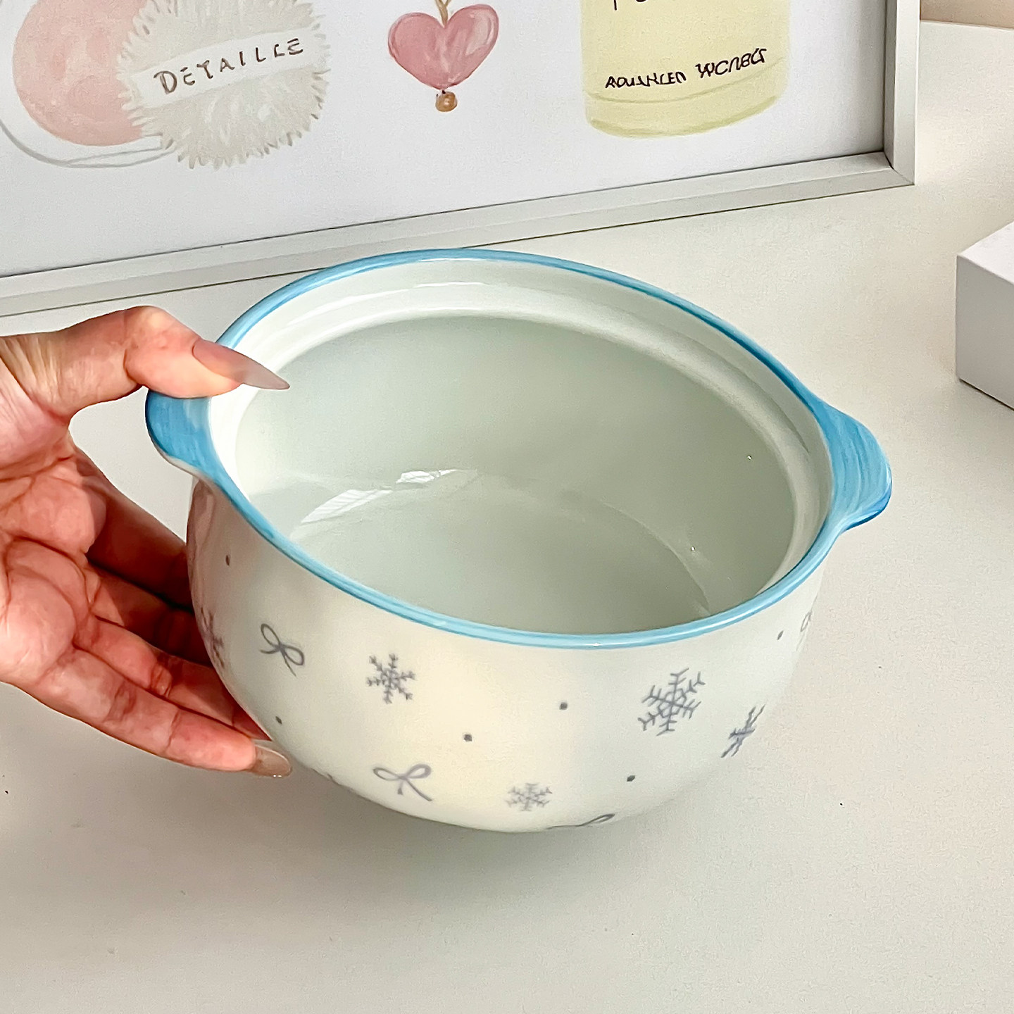 陶瓷泡面碗带盖双耳汤碗学生宿舍家用2026新款方便面碗釉下彩餐具,淘宝优惠券,粉丝福利购,淘宝优惠卷