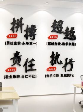 励志墙贴纸会议室布置办公室装饰公司标语激励文字团队企业文化墙
