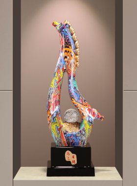 高级艺绘彩色马摆件招财马到成功客厅办公室书房装饰乔迁开业礼品