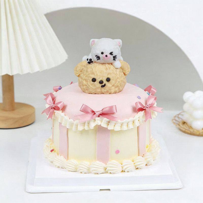 网红立体卡通叠叠乐小熊巧克力猫狗蛋糕装饰生日蛋糕摆件可食用,淘宝优惠券,粉丝福利购,淘宝优惠卷