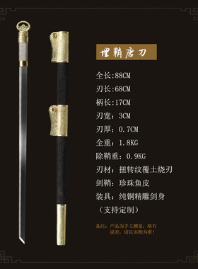龙泉刀埋鞘唐刀扭转纹覆土烧刃收藏一体刀剑刀具防身冷兵器未开刃