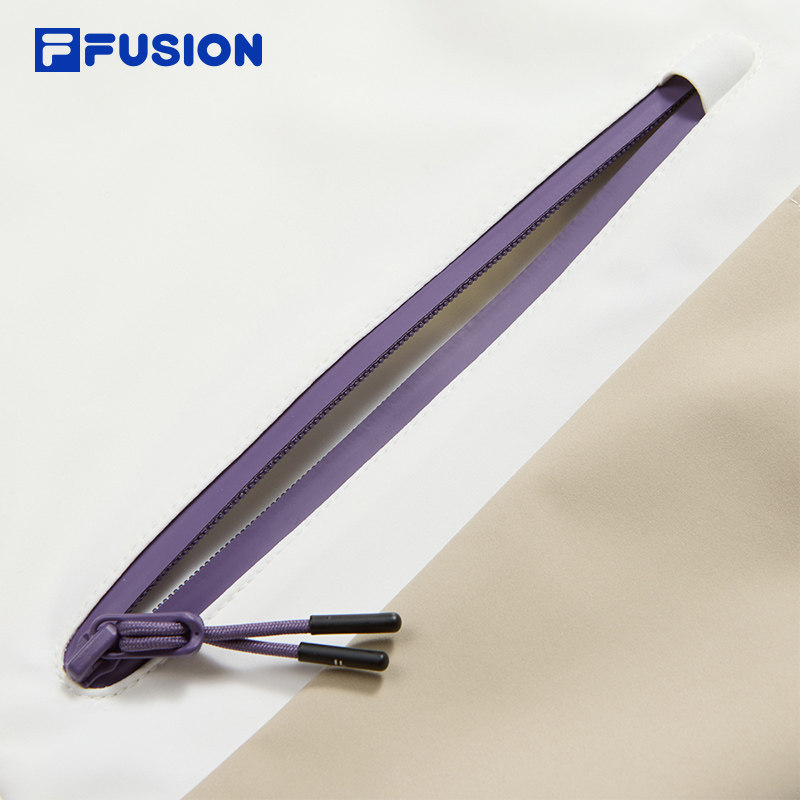 FILA FUSION斐乐潮牌梭织外套女2025冬新款休闲宽松拼色连帽上衣,淘宝优惠券,粉丝福利购,淘宝优惠卷