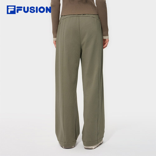 FILA FUSION斐乐潮牌针织长裤女2025冬季新款时尚休闲宽松直筒裤 - 图1