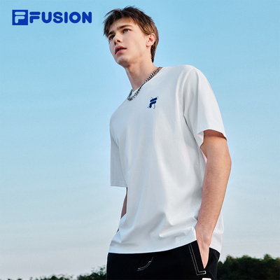 FILA FUSION斐乐潮牌短袖T恤男女款2025夏季凉感宽松运动上衣情侣