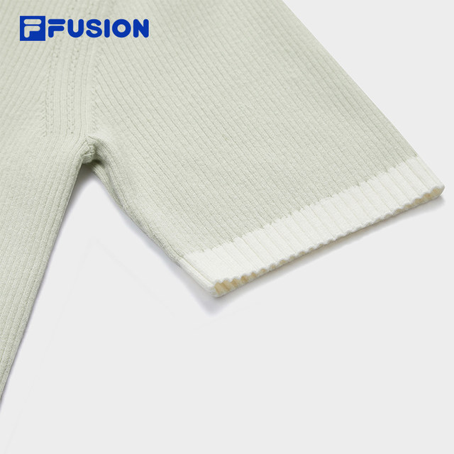 ເສື້ອຖັກຜູ້ຍິງ FILA FUSION Fila trendy brandy knitted shirt 2026 summer new tight-fitting stand-up collar with short-sleeved casual top
